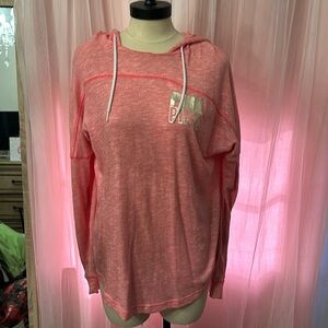PINK hooded pull over size large.  Light weight with cut out back.